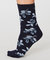 Larkin Leaf Bamboo Socks Navy